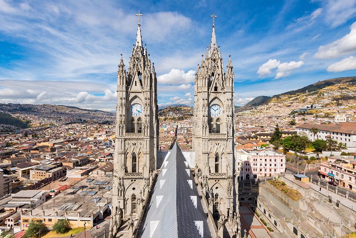 Basilica del Voto Nacional and downtown Quito