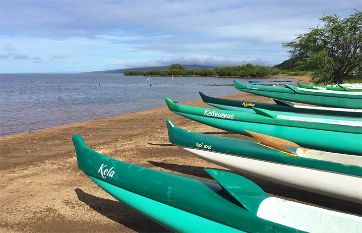 Canoes along the Molokai coast