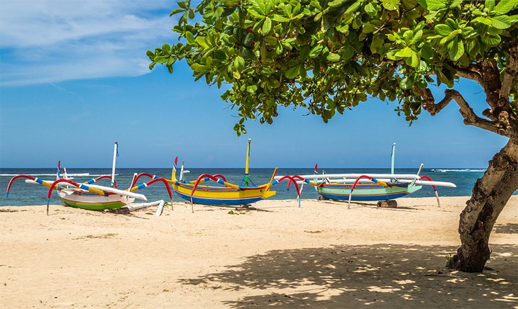 Colorful boats on Sanur Beach