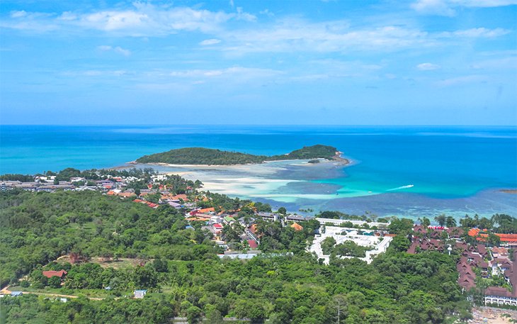 Aerial view of the Bophut Beach area