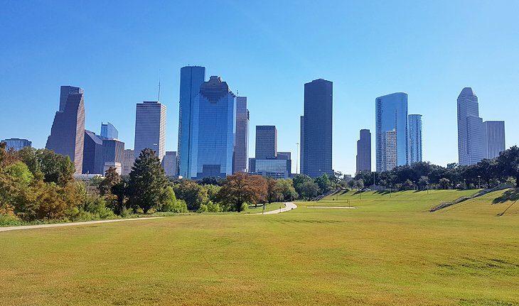 Houston depuis le parc Buffalo Bayou
