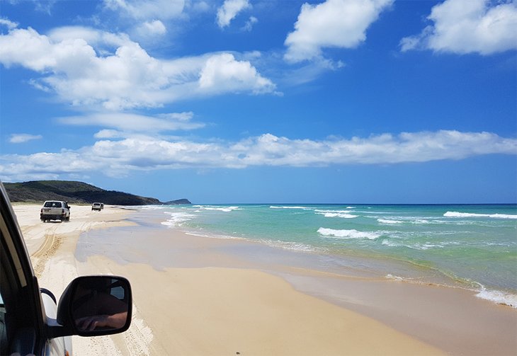 Four-wheel drives on the Fraser Island beach