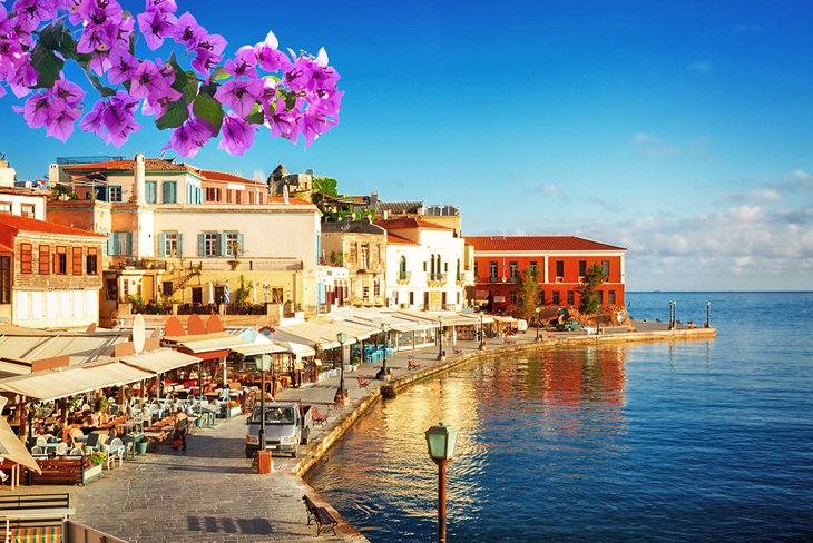 Waterfront cafés in Chania, Crete