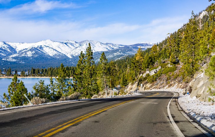 Tahoe road during wintertime