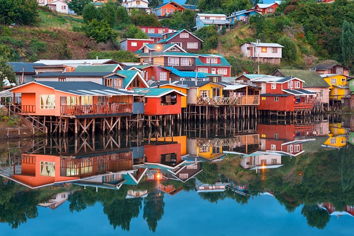 Traditional palafitos on Chiloé Island