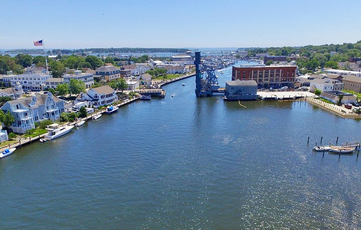  Overview of the Mystic River Bascule Drawbridge and historic Mystic 