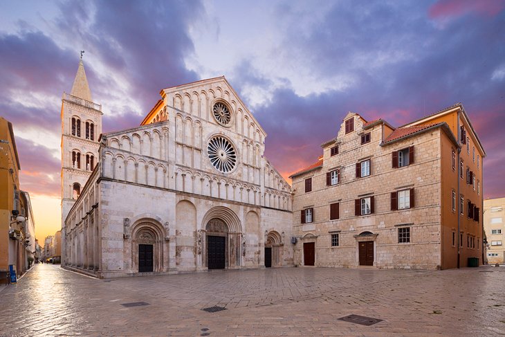 St. Anastasia Cathedral in Zadar at sunset
