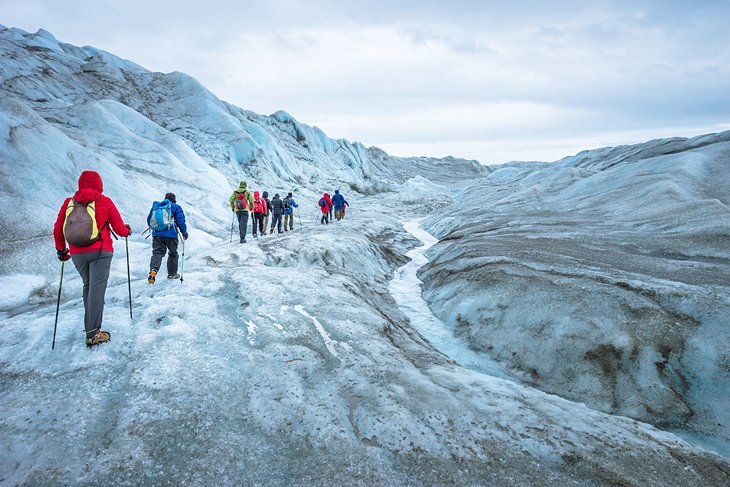 Randonnée pédestre sur la calotte glaciaire près de Kangerlussuaq