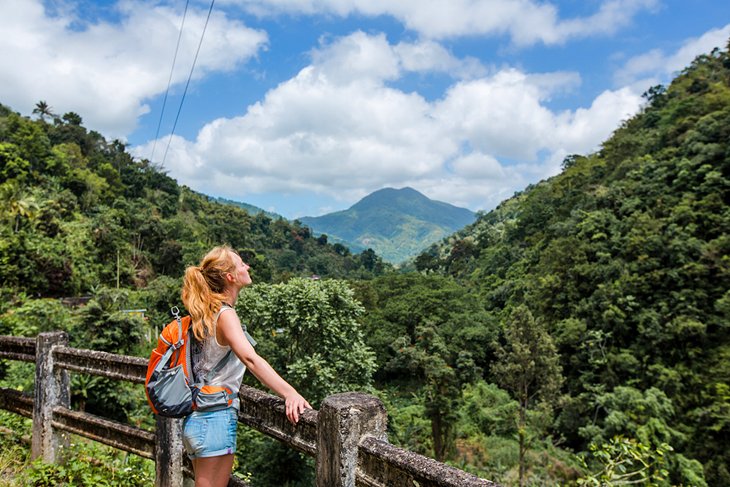 A hiker enjoying the view in Jamaica's Blue Mountains