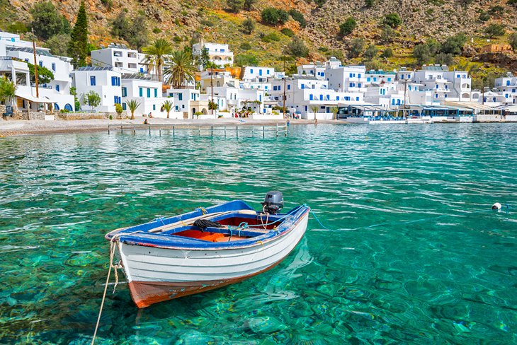 The beautiful village of Loutro in Crete