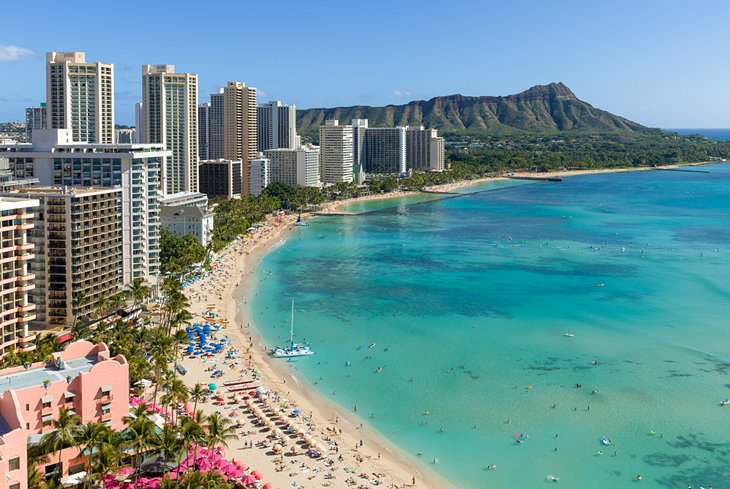 Waikiki Beach with Diamond Head in the distance