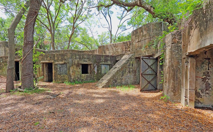Concrete ruins of the gun battery at Fort Fremont