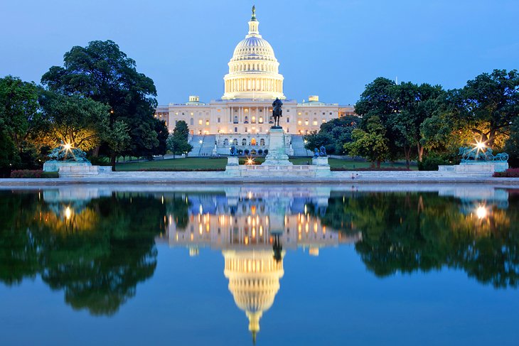 The U.S. Capitol Building at dusk
