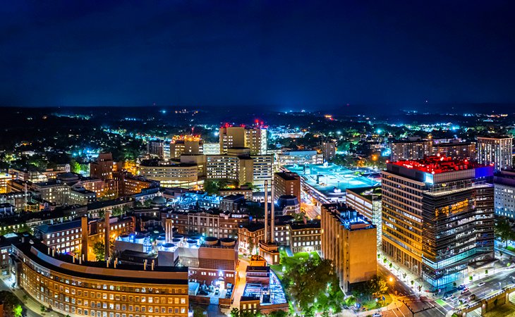 Downtown New Haven at night