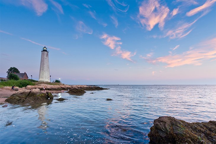 New Haven Lighthouse at sunset