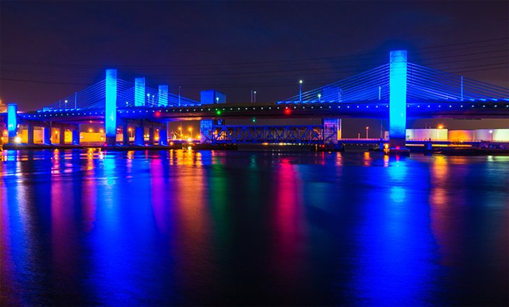 Pearl Harbor Memorial Bridge at night