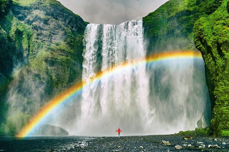 Rainbow over the Skogafoss Waterfall along the Golden Circle