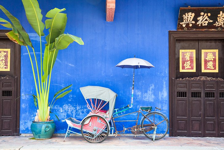 Old rickshaw on the street in George Town