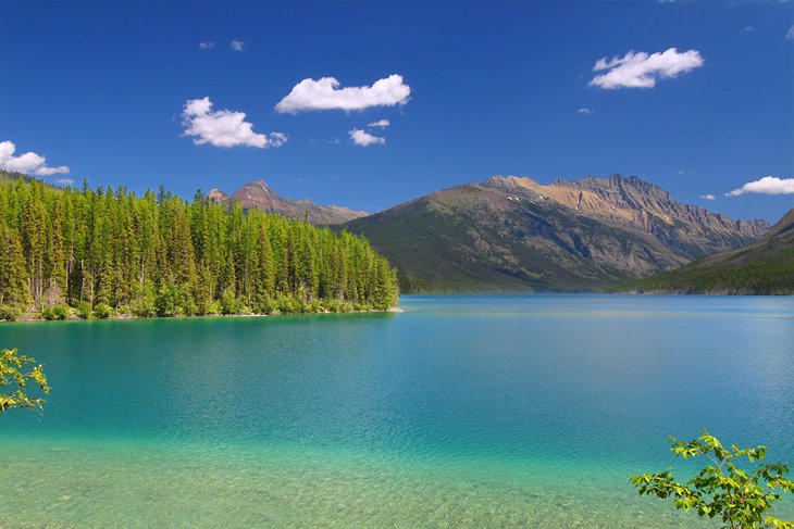 Kintla Lake on a sunny day