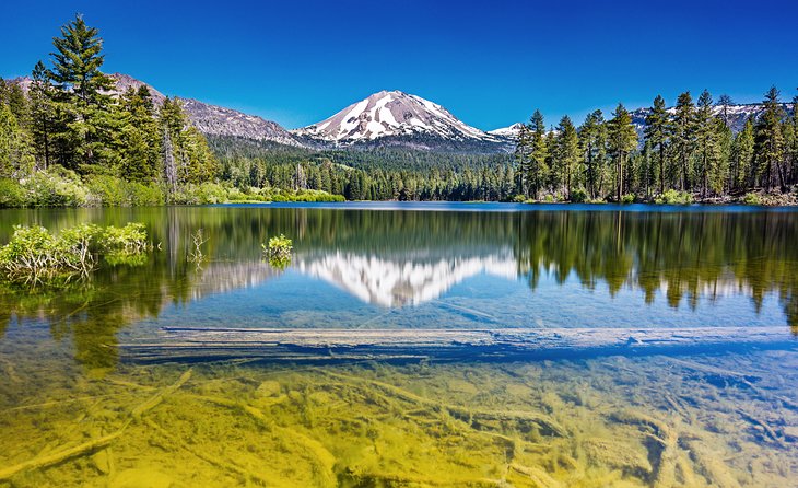 Lassen Peak seen from Manzanita Lake