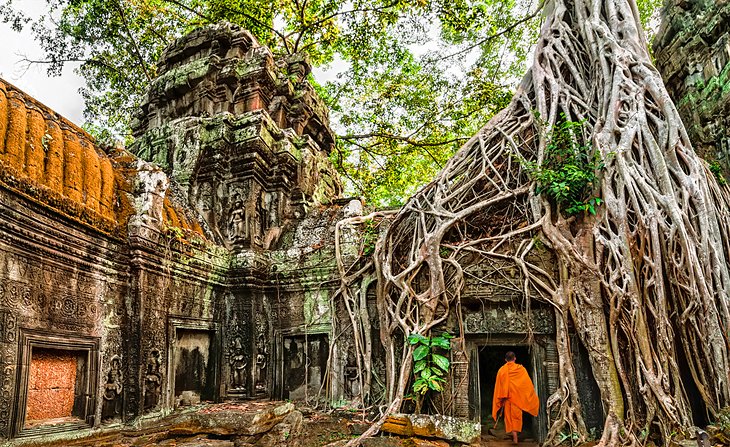 Moine bouddhiste à Angkor Vat