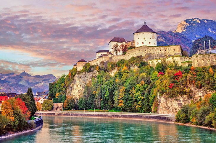 Kufstein's fortress at sunset