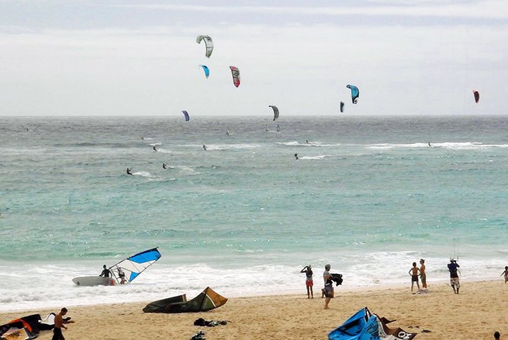 Kitesurfers on Silver Sand Beach