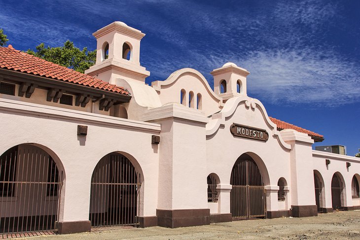 The old Southern Pacific Railroad Depot in downtown Modesto