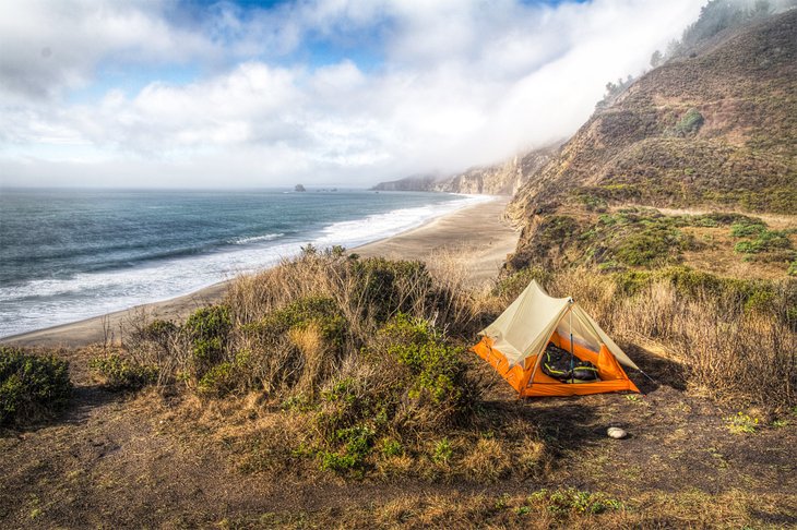 Tent pitched at Coast Camp, Point Reyes