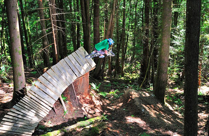 Mountain biking jump in Squamish