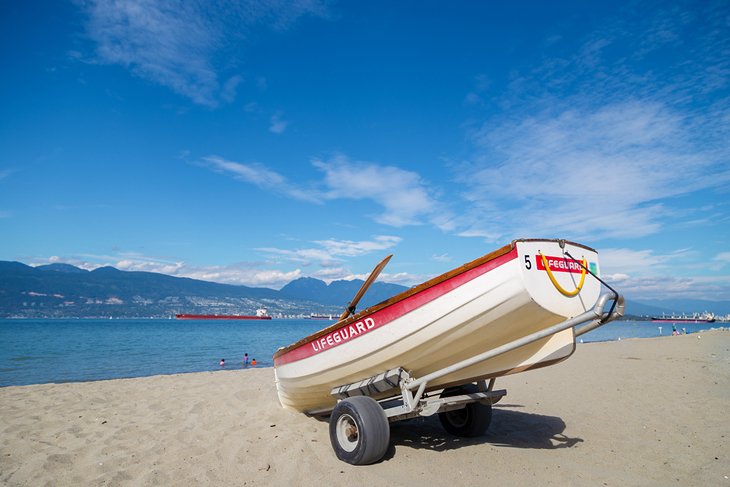 A lifeguard boat at Locarno Beach