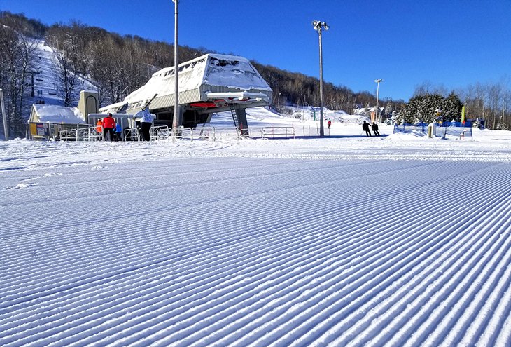 Freshly groomed runs at Saint-Sauveur