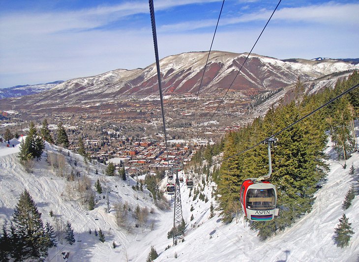 Aspen ski gondola and town