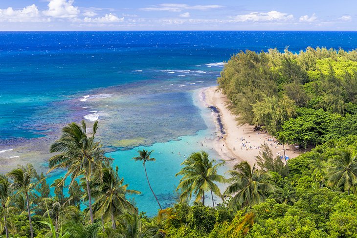 View of Ke'e Beach from the Kalalau Trail