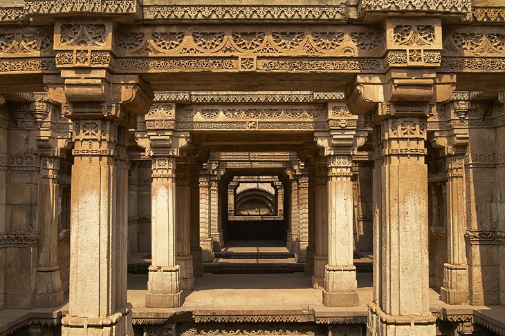 The elaborately carved Adalaj Stepwell on the outskirts of Ahmedabad