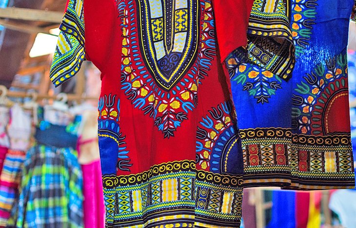 Colorful shirts for sale at the Kimironko Market