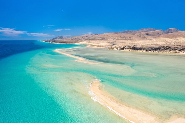 Aerial view of Sotavento Beach on Fuerteventura