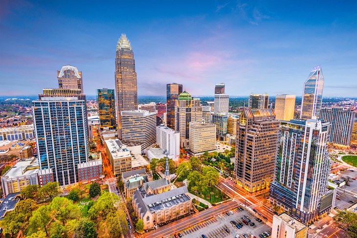 Charlotte's skyline at dusk