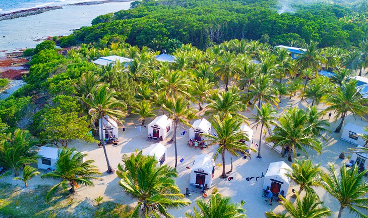 Aerial view of Glover's Reef Basecamp