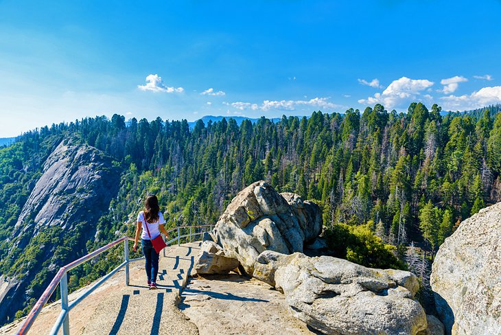 A hiker on Moro Rock in Sequoia National Park