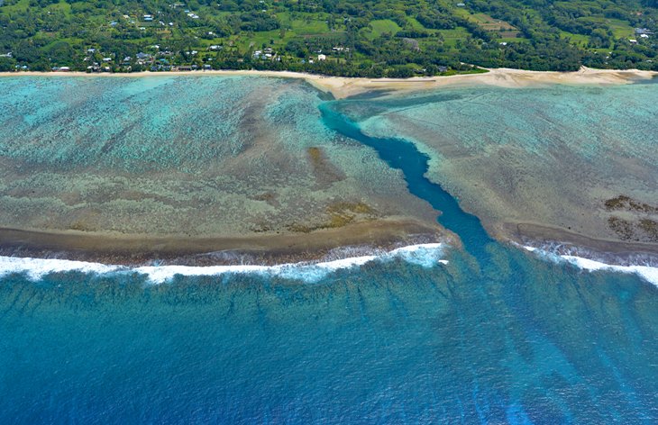 Aerial view of Arorangi, Rarotonga