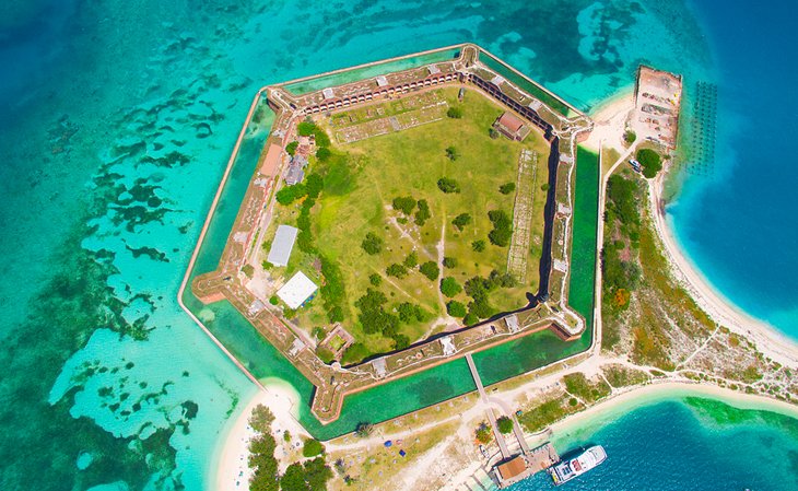 Aerial view of Fort Jefferson in the Dry Tortugas National Park