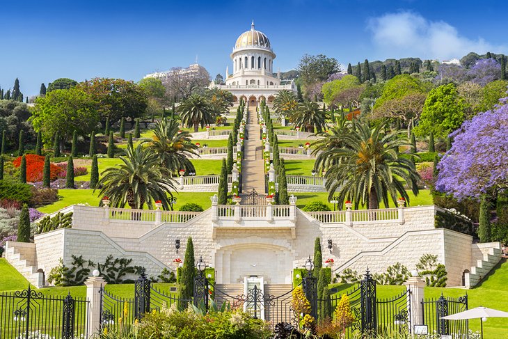 The beautiful gardens at the Shrine of the Bab