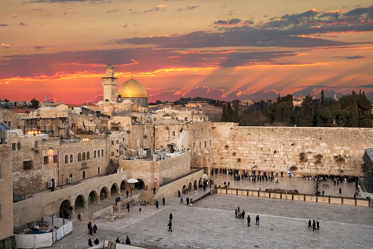 The Western Wall at sunset