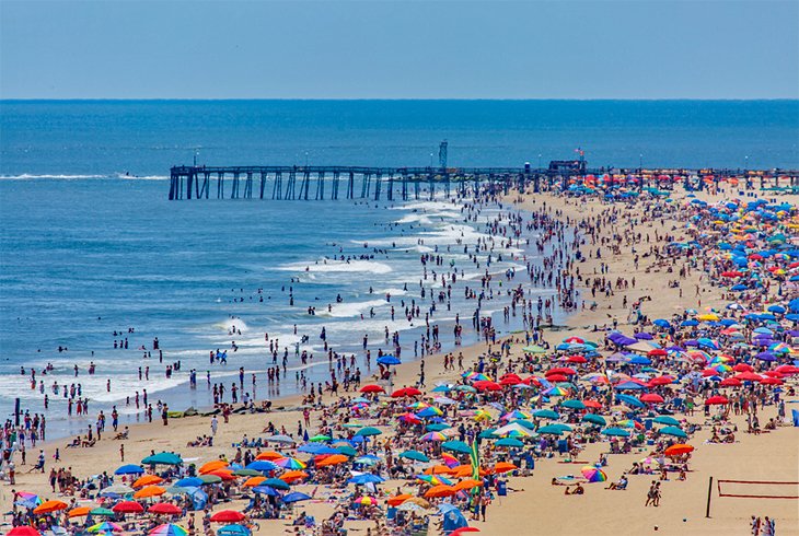 A busy beach at Ocean City, MD