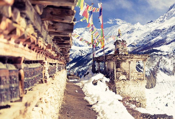 Prayer wheels on the Annapurna Circuit