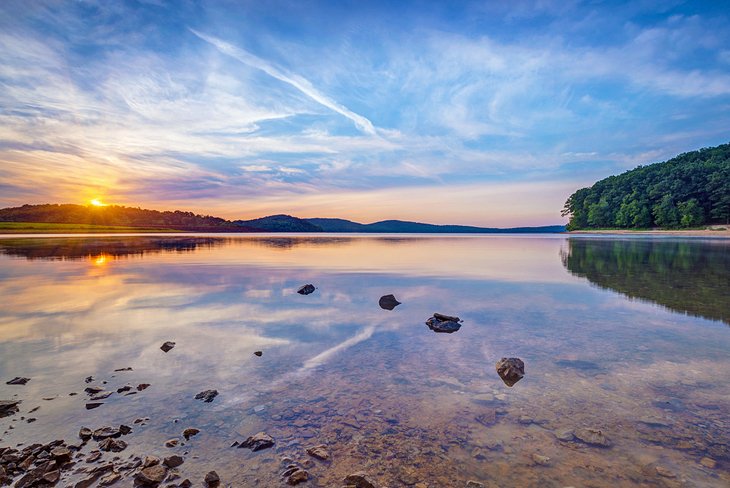 Round Valley Reservoir at sunset