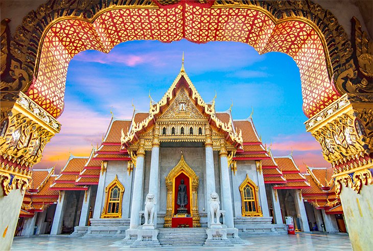 The Marble Temple in Bangkok at sunset