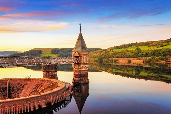 Upper Neauadd Reservoir at sunset