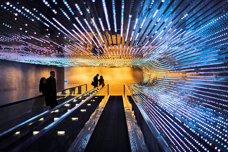 The underground moving walkway at the National Gallery of Art